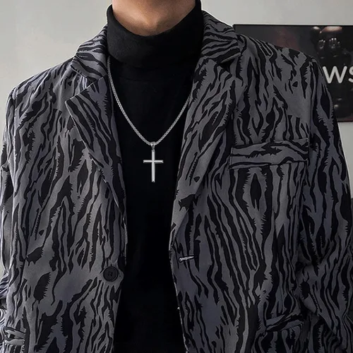 Miniatura 3 de Jstyle Collar de cruz para hombre, colgante de cruz de plata de ley con cadena Rolo para hombres y mujeres, 16-24 pulgadas, Circonia cúbica