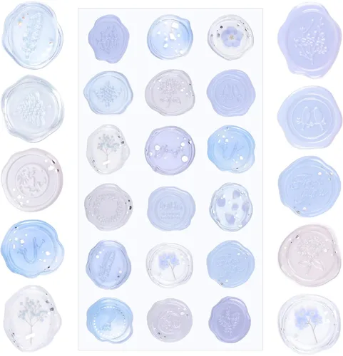 Miniatura 12 de Adhesivos de sellado de cera prefabricados transparentes, 54 adhesivos impermeables para invitaciones de boda, envoltura de regalos de cumpleaños