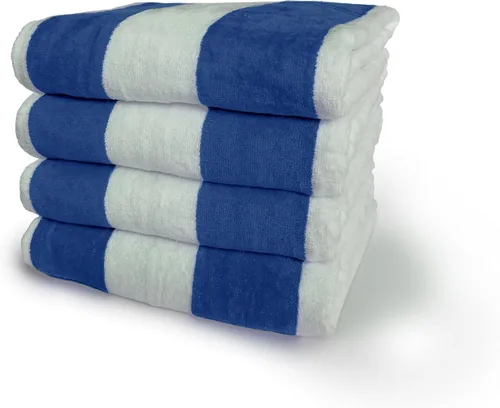 Miniatura 4 de Royal Comfort Cabana - Toallas de playa a rayas de 30 x 60 pulgadas, paquete de 4 unidades (rosa neón / blanco) terciopelo de rizo de 11.7 libras