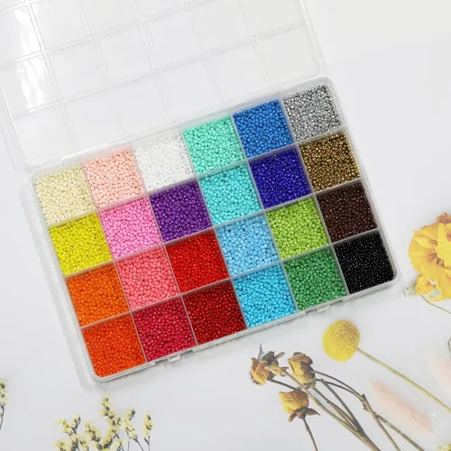 Miniatura 2 de Tamaño 2mm Cuentas de Semillas 24 Colores de Crayones en Caja de Almacenamiento en Rejilla Total Aproximadamente 20000 Piezas, 12/0 Pequeñas Cuentas