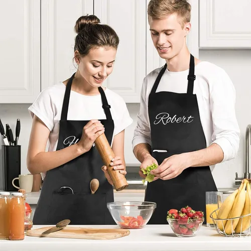 Miniatura 5 de Delantal personalizado para hombres, delantales de chef personalizados con nombre/texto bordado, delantal ajustable de cocina para mujer