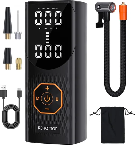 Miniatura 9 de Inflador de neumáticos, compresor de aire portátil, bomba de aire de 160 PSI para neumáticos de automóvil con medidor de presión digital, luz LED e