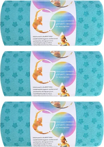 Miniatura 13 de Paquete de 3 toallas de yoga calientes con puntos de flor de ciruelo, toalla antideslizante gris oscuro, toalla de microfibra de gamuza suave súper