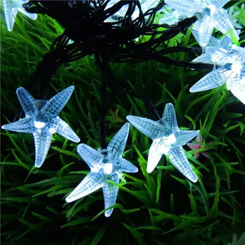 Miniatura 23 de Luces solares de estrella de mar, impermeables, de 15.7 pies, 20 luces LED de noche con estrellas de mar y océano, mar, mundo, luces de noche