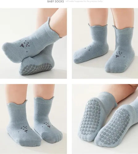 Miniatura 5 de Calcetines antideslizantes para bebés y niños pequeños con agarres, calcetines de dibujos animados para niñas y niños recién nacidos, 5 pares