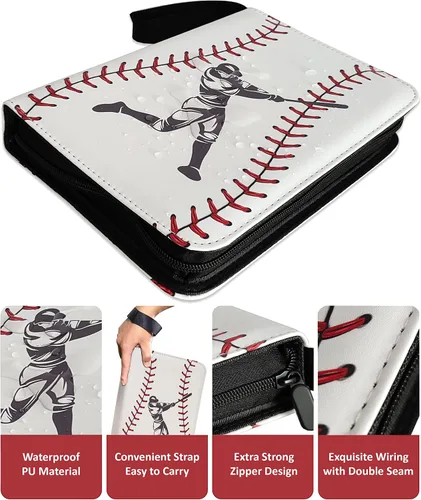 Miniatura 4 de Carpeta de Tarjetas de Béisbol 440 Bolsillos, 55 Fundas Carpeta Pequeña de Béisbol 3 Anillos con Cremallera Portador de Tarjetas Coleccionables 4