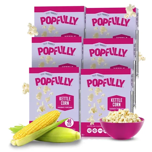 Miniatura 29 de POPFULLY Palomitas 94% libres de grasa totalmente explotadas, bolsas para compartir, sabor a mantequilla ligera, gran explosión, bolsas