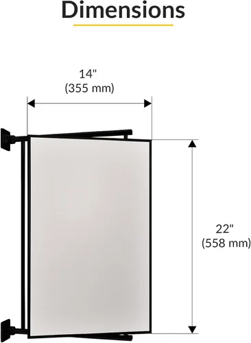 Miniatura 2 de BRIXWELL Pivot-N-Vue - Espejo rectangular con doble bisagra, acero tubular con juntas soldadas plateadas, acabado negro mate, 14 pulgadas de ancho x