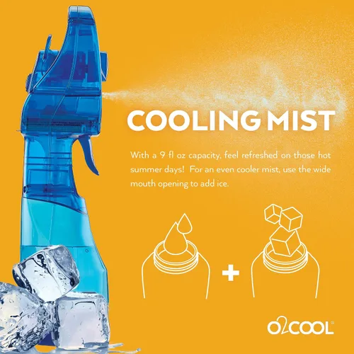 Miniatura 3 de O2COOL Ventilador de nebulización de agua con batería de mano de lujo con luces LED (azul oscuro)
