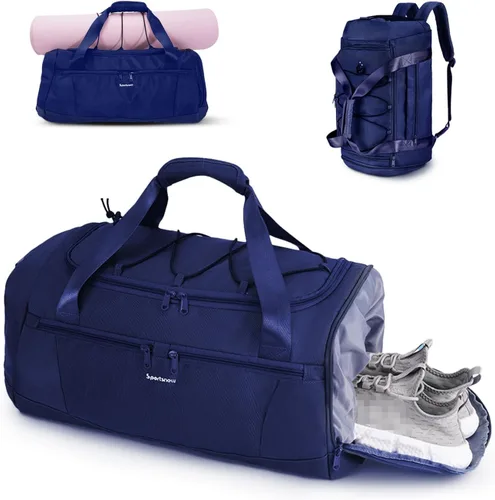 Sportsnew Bolsa de gimnasio para mujeres y hombres con compartimento para zapatos, bolsillo húmedo, bolsa de lona para hombre para viajes con