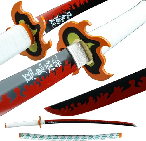 Miniatura 10 de Demon Slayer - Espada Tanjiro Katana de acero 1065, espiga completa, hecha a mano, Katana japonesa real, 41 pulgadas
