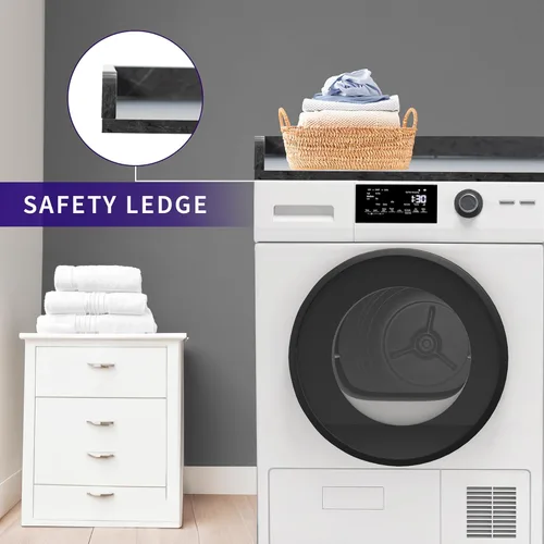 Miniatura 5 de Life Finds Encimera para lavadora secadora de 54 pulgadas con reborde de seguridad para organización de cuarto de lavado, patrón de mármol negro