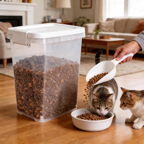 Miniatura 2 de Contenedor de almacenamiento de alimentos para perros y gatos de 5 a 10 libras con cuchara, recipiente hermético para comida para gatos, contenedor