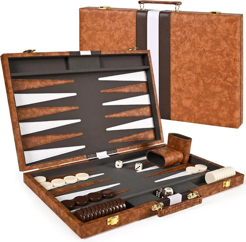 Miniatura 8 de ropoda Juego de mesa Backgammon (11 pulgadas) para adultos y niños, juego de estrategia de tablero clásico, juego de backgammon portátil y de viaje