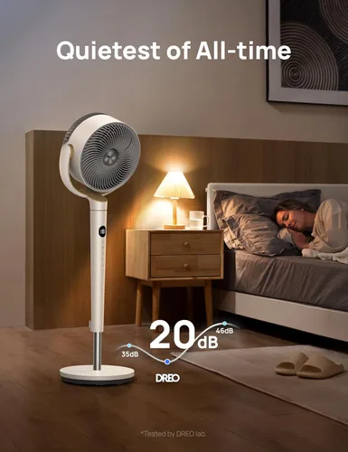 Miniatura 6 de Dreo Ventilador para dormitorio, ventilador de pie oscilante de 120°, ventilador de pedestal silencioso con motor DC, 9 velocidades, 4 modos, 20dB