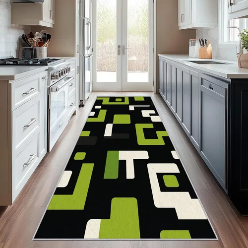Miniatura 10 de Geometric Runner Rug 2x4 Small - Hallway Runner Rug Retro Mid Century Modern Abstract Pattern, Non Slip, Washable, Geometric Home Decor Carpet for