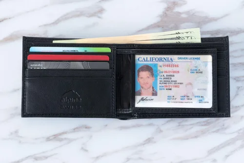 Miniatura 8 de Alpine Swiss Cartera plegable de cuero con bloqueo RFID para hombre de alta capacidad