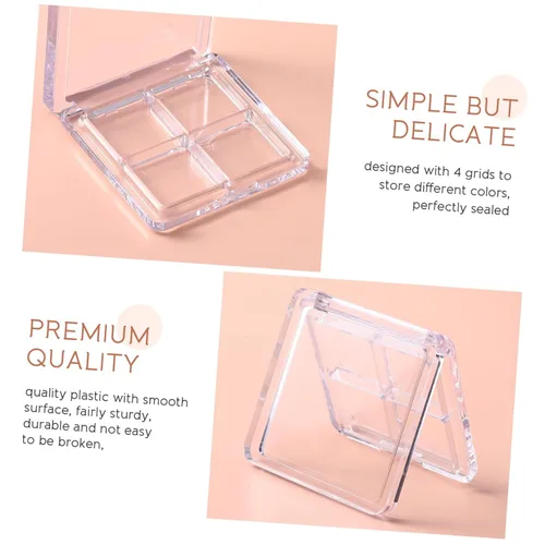 Miniatura 9 de Beaupretty 4 piezas vacía sombra de ojos paleta 4 rejillas sombra de ojos lápiz labial caja de almacenamiento transparente maquillaje DIY cosméticos
