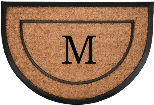 Home & More Calloway Mills - Felpudo con monograma de medio círculo, letra (M, 24 x 36 pulgadas)