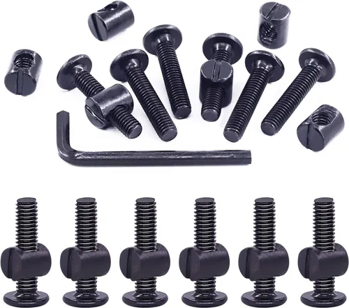 Miniatura 12 de Swpeet 25 tornillos de cabeza hexagonal M6 de 3.150 in, color negro, para cuna, cuna y tuercas de barril con 1 llave Allen, perfecta para muebles