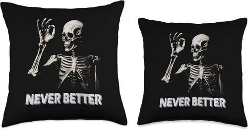 Miniatura 3 de Never Better Funny Skeleton For Helloween Costume Men Women Throw Pillow