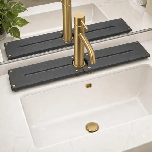 Miniatura 10 de Bandeja de secado de piedra, organizador de fregadero dorado, tapete de grifo absorbente de agua, organizador de fregadero de cocina, posavasos