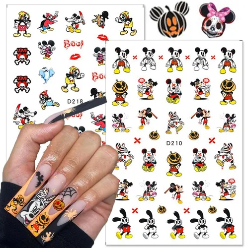 Miniatura 4 de 8 hojas de calcomanías de uñas de Halloween autoadhesivas 3D para Halloween, góticas, decoración de uñas, suministros de arte de uñas divertidas