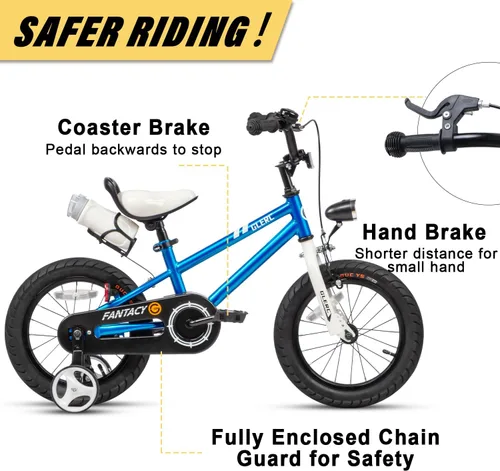 Miniatura 2 de Glerc Fantacy Kids Bike, 12-20 Inch Children Bicycle for 2-13 Years Old Boys Girls, Kids Bicycle with Water Bottle Holder & Headlight & Training Azul