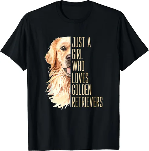 Bonita camiseta Golden Retriever - Just a girl who loves goldens Negro S