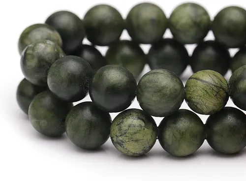 Miniatura 2 de Youngbling Cuentas de jade natural para hacer joyería, cuentas de jade verde pulido de 8 mm redondas y lisas, piedra auténtica para pulseras