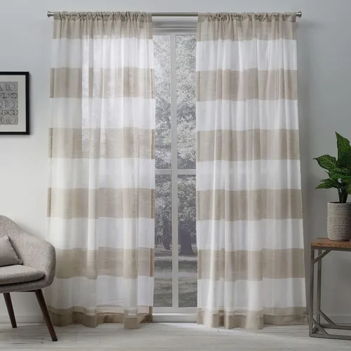 Miniatura 12 de EXCLUSIVE HOME Darma - Par de paneles de cortinas de lino transparente con bolsillo para barra, 50 x 84 pulgadas, color negro perla