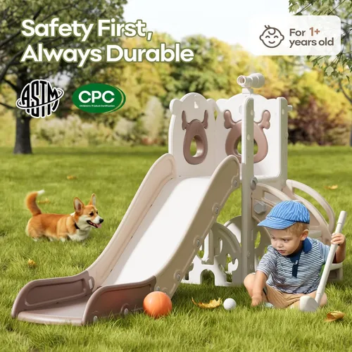 Miniatura 5 de Mloong Tobogán 7 en 1 para Niños Pequeños, Tobogán para Niños Pequeños Bebés de 1-3 Años, Interior y Exterior con Aro de Baloncesto Golf Mejorado