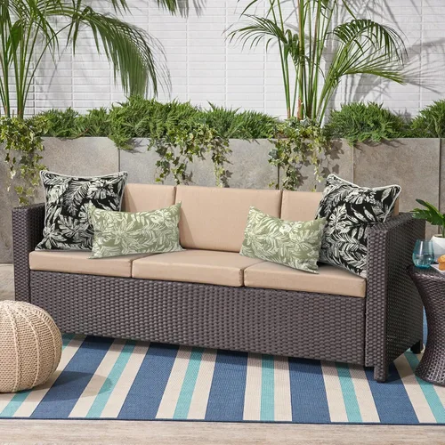Miniatura 135 de Juego de 2 almohadas para exteriores de 16 x 16 pulgadas, repelentes al agua con interiores, para muebles de patio, hogar, jardín, geometría bohemia