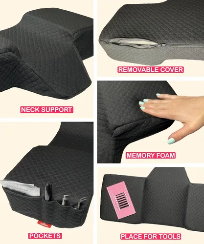 Miniatura 2 de Almohada para la cabeza + almohada de piernas + funda lavable Almohada curvada de espuma viscoelástica con soporte para cuello y espalda