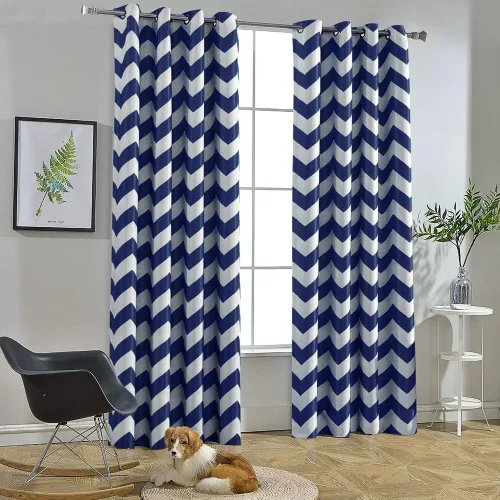 Miniatura 14 de Melodieux - Cortinas de chevron de moda para sala de estar y comedor, cortinas con ojales oscurecedores y parte superior para ventanas