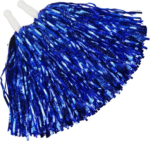 Miniatura 10 de Hooshing 12/24 unidades de pompones para porristas, pompones esponjosos metálicos brillantes para equipo de equipo deportivo, espíritu de fiesta