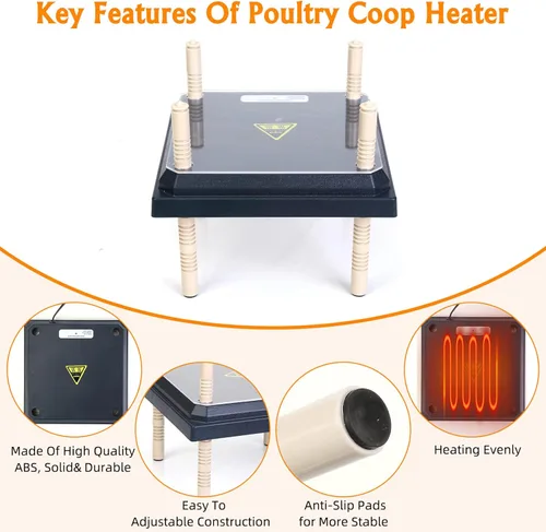 Miniatura 5 de Calentador de criador para pollitos: placa calefactora de pollos con placa de fácil limpieza, calentador de gallinero para aves de corral