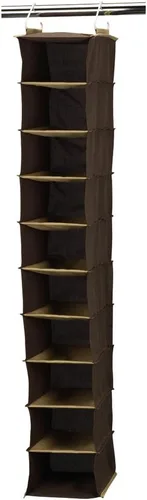 Miniatura 14 de Household Essentials Organizador de armario de plástico y mezcla de algodón estrecho colgante con 10 estantes de almacenamiento, mezclilla
