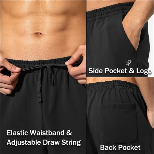Miniatura 5 de Pudolla Pantalones deportivos de yoga de algodón para hombre, pantalones deportivos de descanso con parte inferior abierta, pantalones casuales