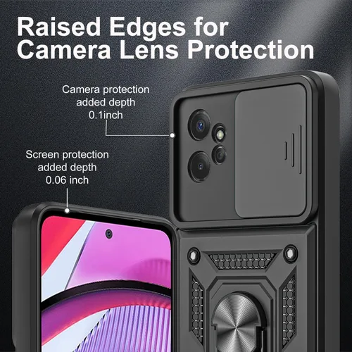 Miniatura 3 de Funda para Moto G Power 5G 2023 con cubierta deslizante para cámara y 2 protectores de pantalla HD, soporte de anillo de rotación de 360°