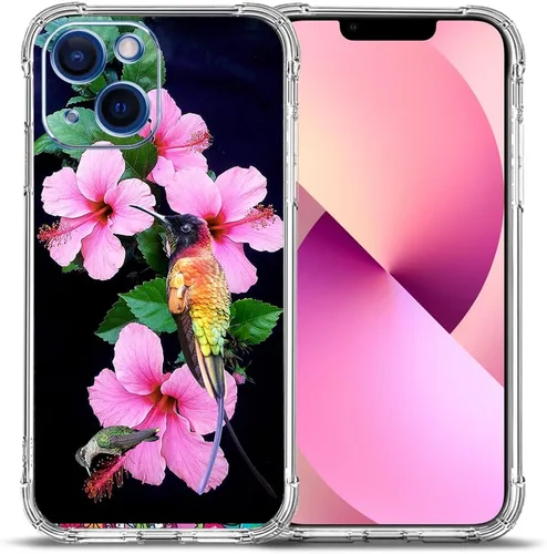 Miniatura 22 de Funda para iPhone 13 Pro Max, protección contra caídas de flores de mariposa azul, rosa, a prueba de golpes, carcasa protectora de cuerpo completo