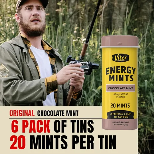 Miniatura 2 de Viter Energy Mentas con Cafeína 40mg de Cafeína, Vitaminas B, Sin Azúcar. (Menta Chocolate, 20 piezas, Paquete de 6)