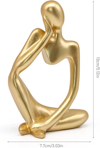 Miniatura 2 de Decoración de estatua de pensador dorado, escultura moderna de arte abstracto, figuras de pensador, decoración de acentos coleccionables