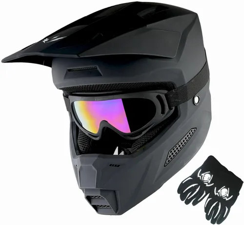 1Storm - Casco de motocross para jóvenes, ATV, BMX, MX, motocicleta todoterreno, kart, patinetas, multideportes, para niños, color negro mate +