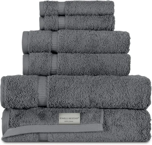 Miniatura 14 de Towels Beyond - Juego de toallas de lujo de 6 piezas, 100% algodón turco, de secado rápido, altamente absorbente y cómodo, incluye 2 toallas de Beige
