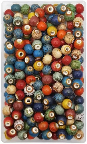 Miniatura 8 de INSPIRELLE 180 cuentas de porcelana redondas chinas de cerámica de 0.315 pulgadas (0.315 in) para hacer joyas hechas a mano, pulseras, collares