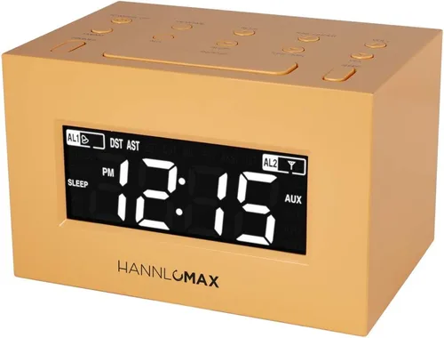 Miniatura 5 de HANNLOMAX Radio despertador HX-111CR, radio PLL AM/FM, alarma dual, pantalla LED blanca, DST automático, conector auxiliar (negro)