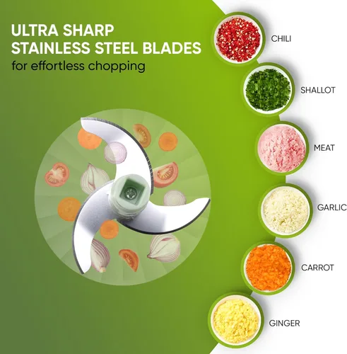 Miniatura 5 de Brieftons Express – Picadora manual: 2 tazas, cortador manual de verduras para picar vegetales, frutas, hierbas, picador de ajo y cebolla para Verde