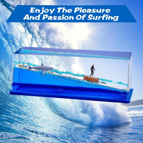 Miniatura 2 de Honsheng Unsinkable Surfing Boy Wave Boat Fluid Toy in a Box Bottle Acrylic Paperweight Desk Decor Toy Gifts Liquid Wave Cruise Fluid Ship Ornament
