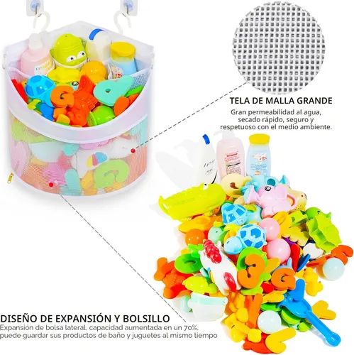 Miniatura 3 de Ligereza Organizador de juguetes de baño para bebé, secado rápido y a prueba de moho, soporte de suspensión para colgar en la esquina, organizador